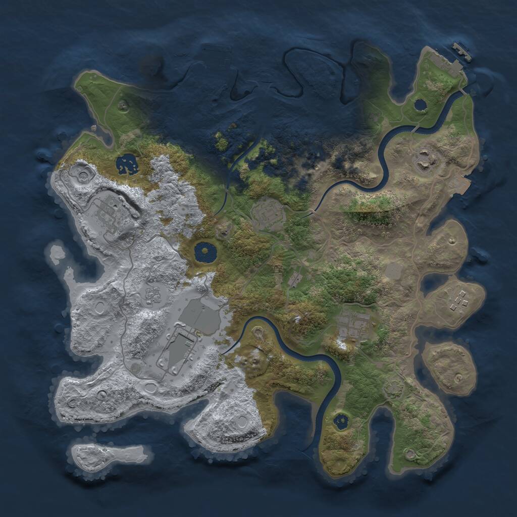 Rust Map: Procedural Map, Size: 3500, Seed: 326658455, 13 Monuments