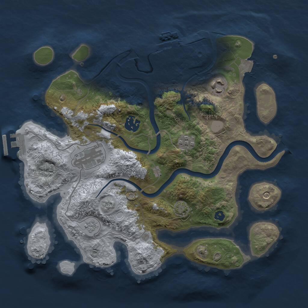 Rust Map: Procedural Map, Size: 3000, Seed: 30329, 9 Monuments