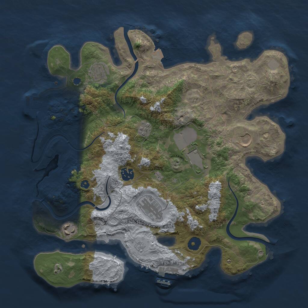 Rust Map: Procedural Map, Size: 3500, Seed: 2098411, 13 Monuments