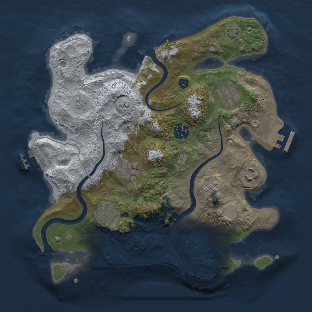 Rust Map: Procedural Map, Size: 3000, Seed: 16430, 12 Monuments