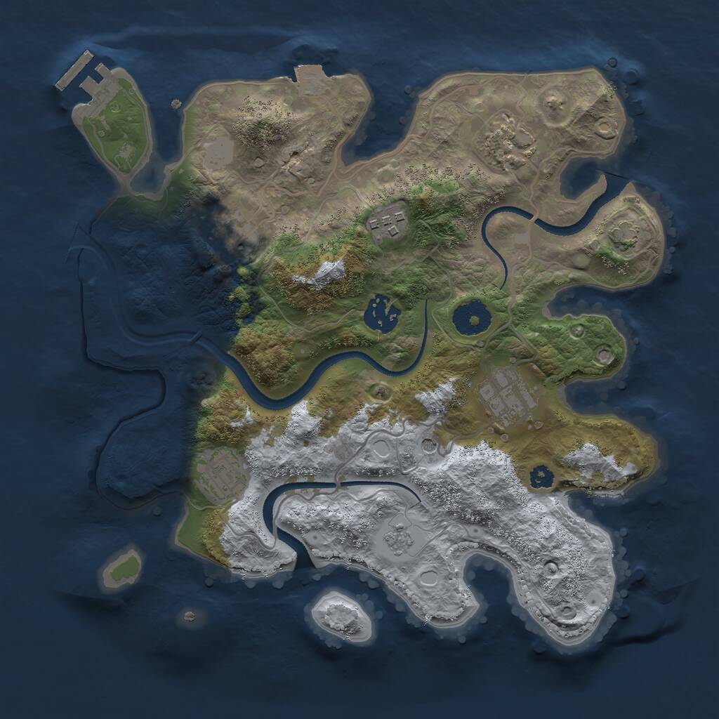 Rust Map: Procedural Map, Size: 3000, Seed: 2141233967, 11 Monuments