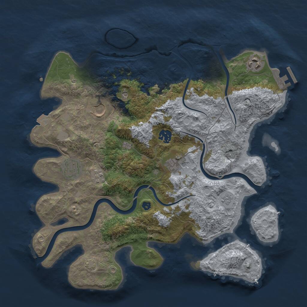 Rust Map: Procedural Map, Size: 3500, Seed: 836288, 11 Monuments
