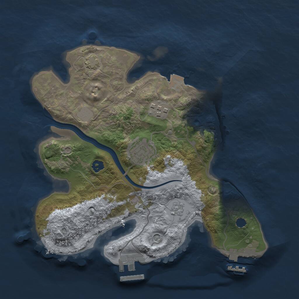 Rust Map: Procedural Map, Size: 2500, Seed: 166666, 8 Monuments