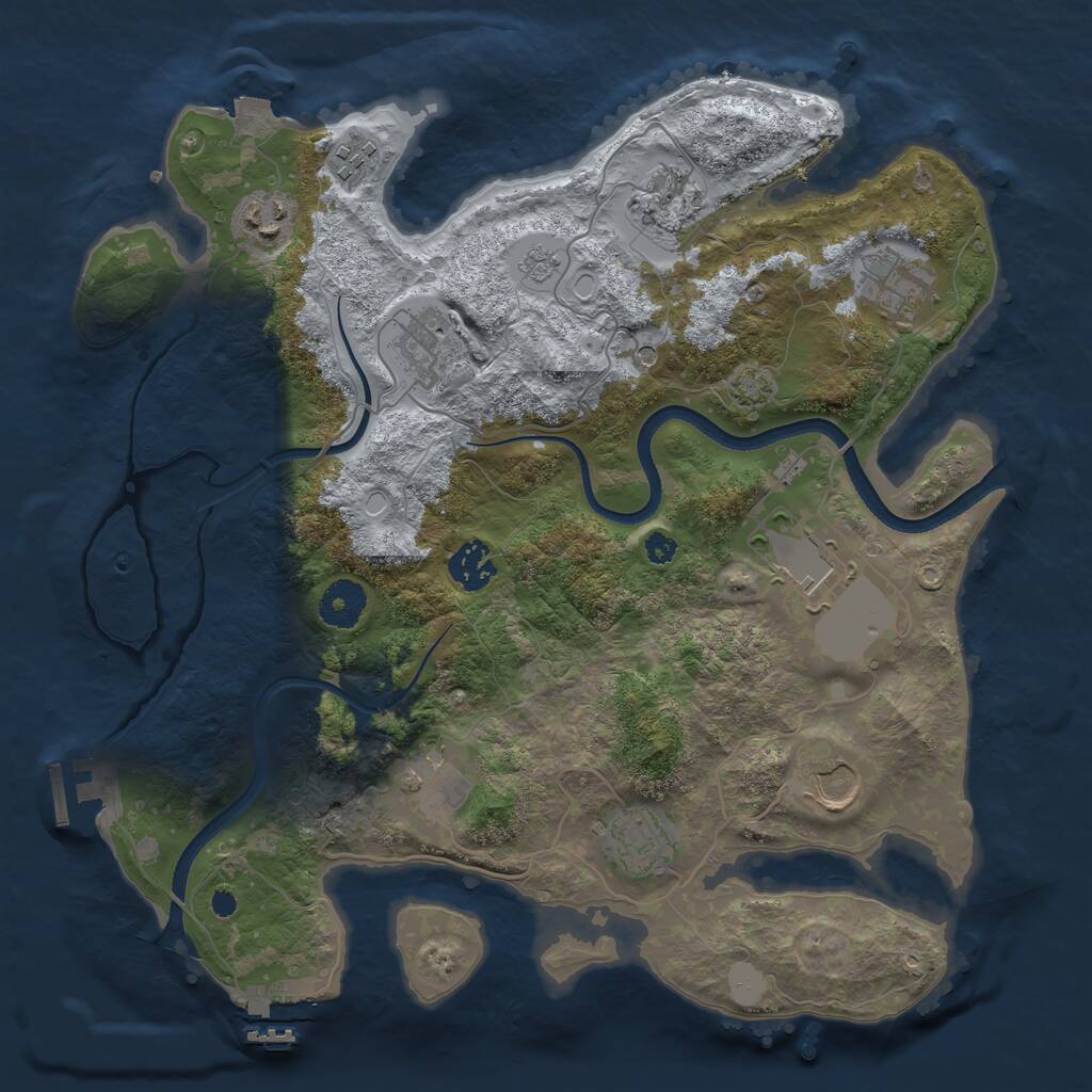 Rust Map: Procedural Map, Size: 3500, Seed: 38847384, 16 Monuments