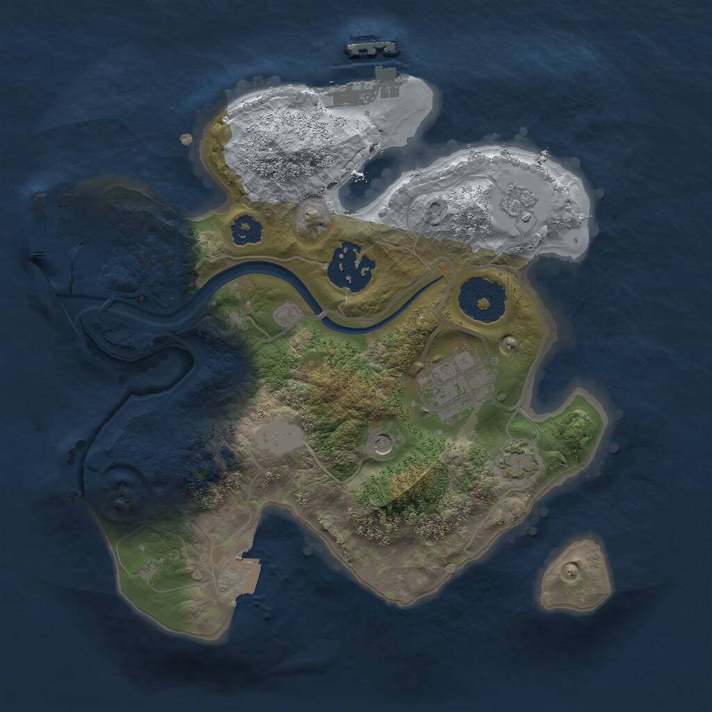 Rust Map: Procedural Map, Size: 2322, Seed: 1049171107, 8 Monuments