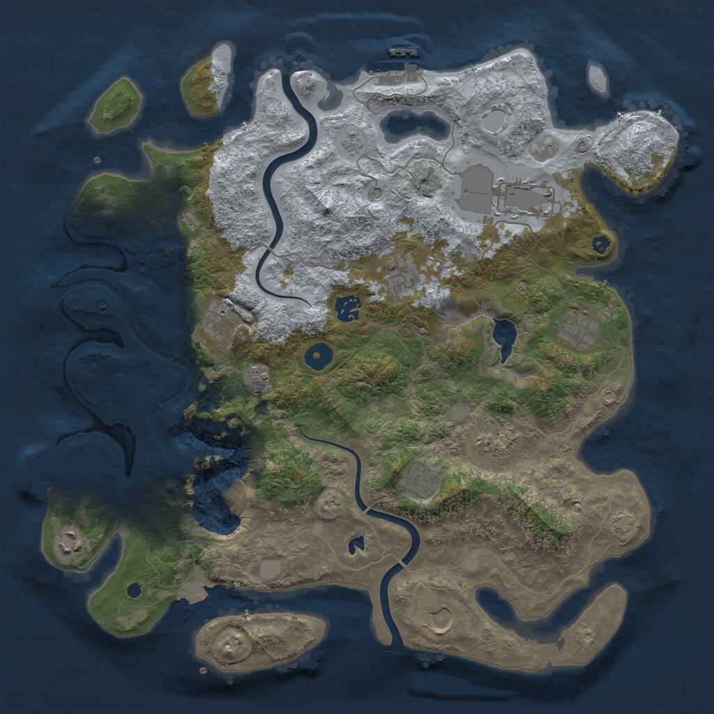 Rust Map: Procedural Map, Size: 4000, Seed: 458702, 16 Monuments
