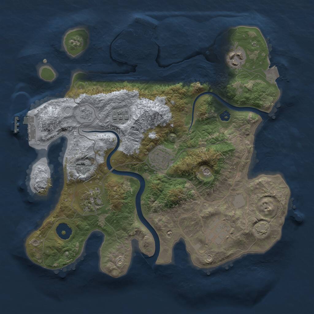 Rust Map: Procedural Map, Size: 3000, Seed: 2398472, 11 Monuments