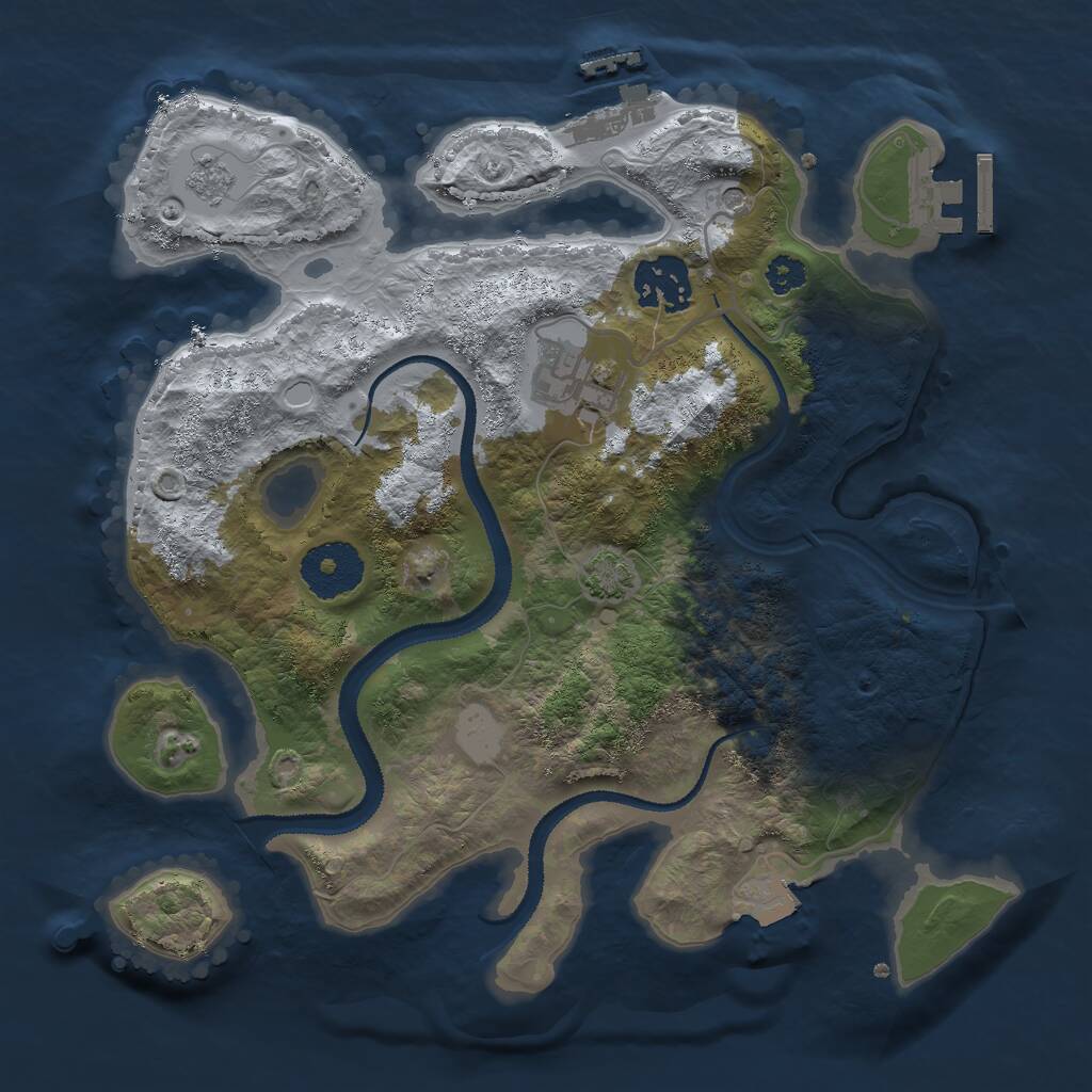Rust Map: Procedural Map, Size: 2800, Seed: 1338551145, 8 Monuments
