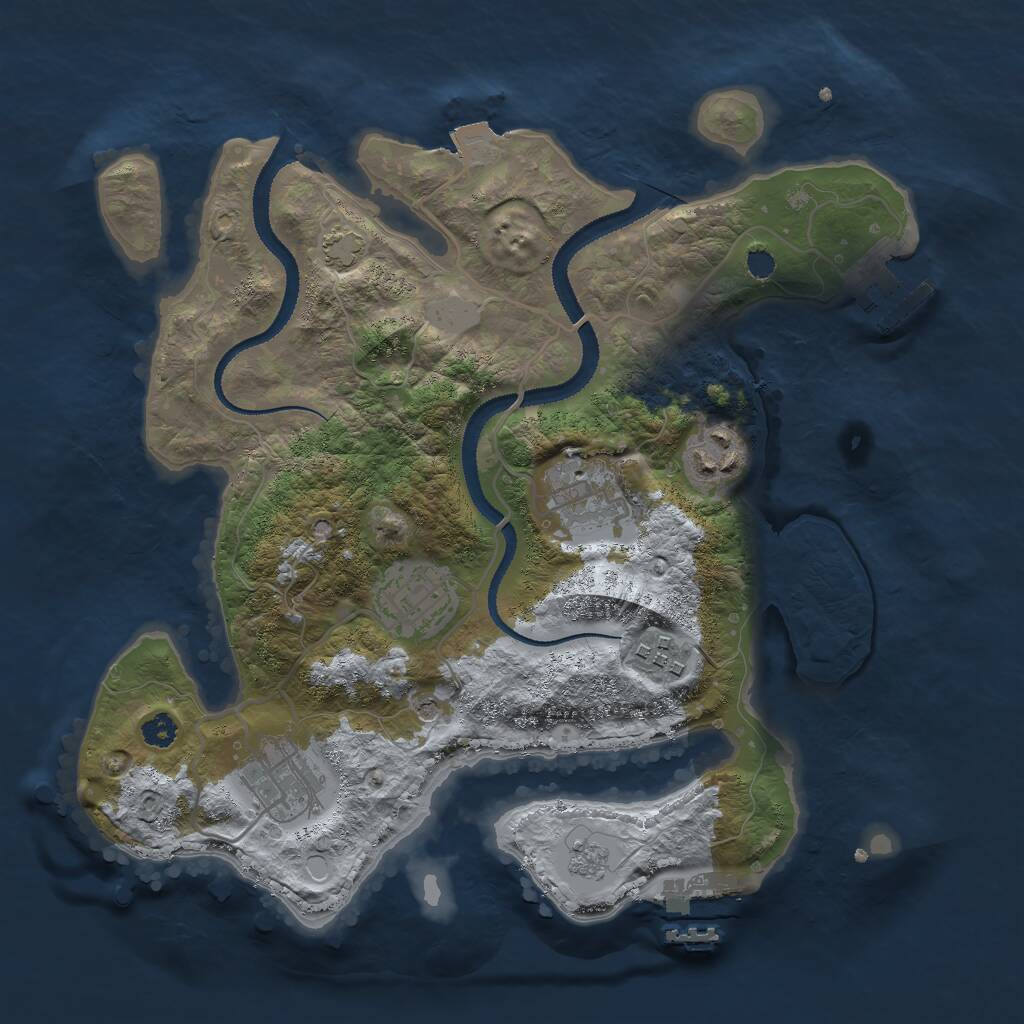Rust Map: Procedural Map, Size: 3000, Seed: 726124791, 11 Monuments