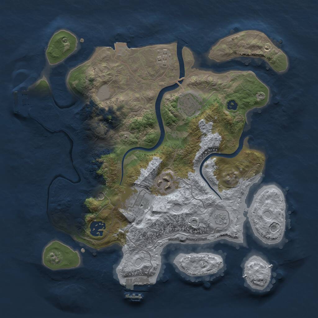 Rust Map: Procedural Map, Size: 3000, Seed: 608016474, 11 Monuments