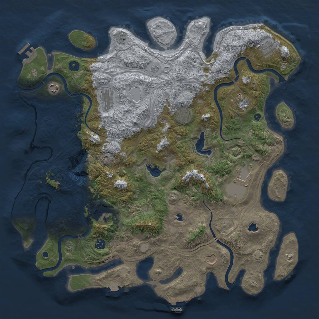 Rust Map: Procedural Map, Size: 4500, Seed: 2083660893, 16 Monuments