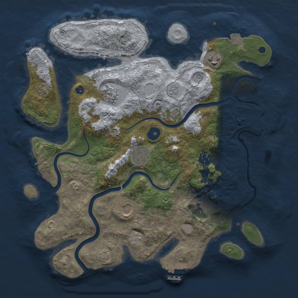 Rust Map: Procedural Map, Size: 3500, Seed: 3658986, 13 Monuments