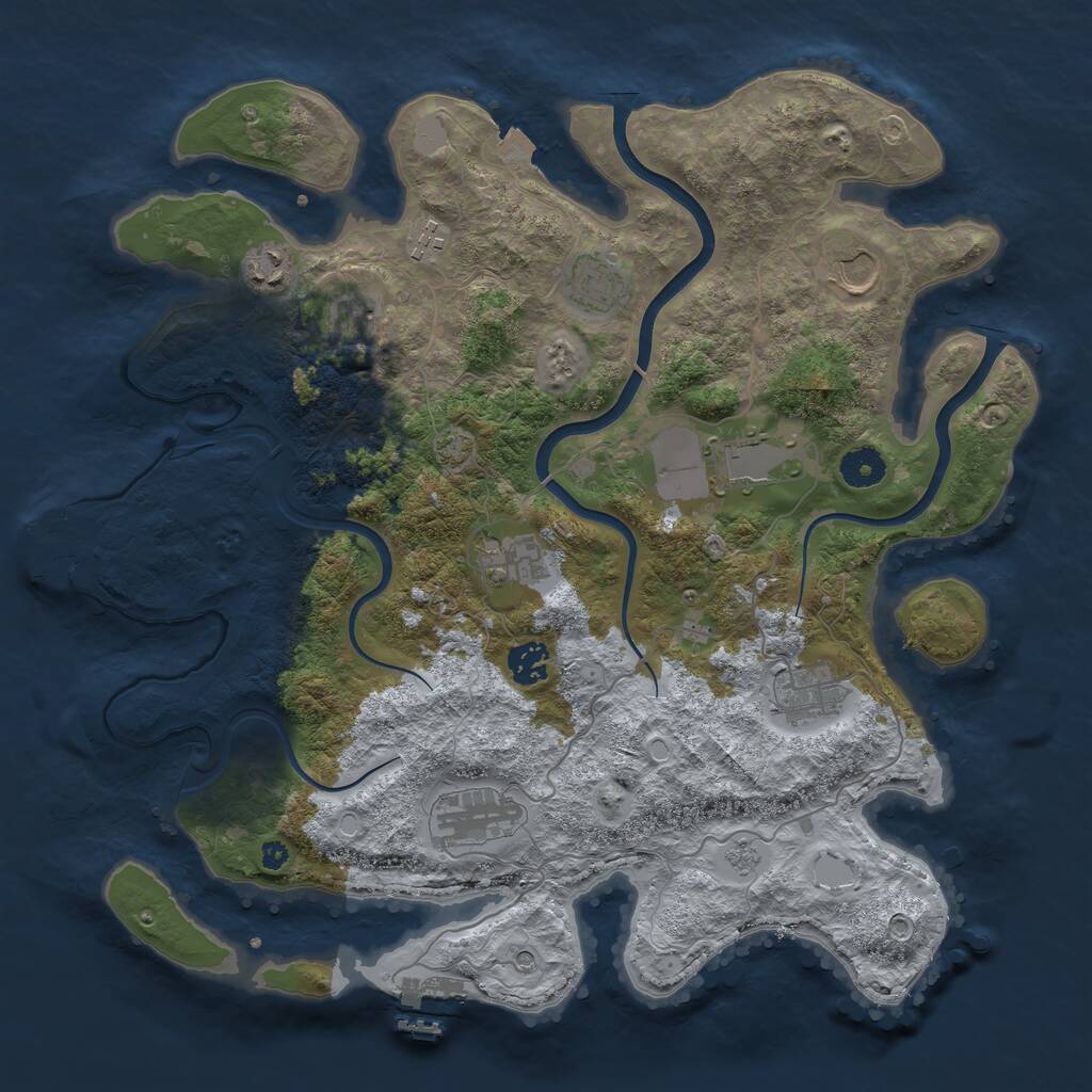 Rust Map: Procedural Map, Size: 3850, Seed: 749210151, 16 Monuments