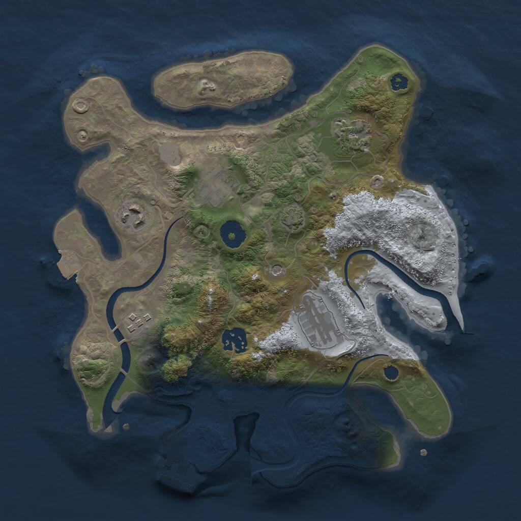 Rust Map: Procedural Map, Size: 3000, Seed: 32776, 10 Monuments