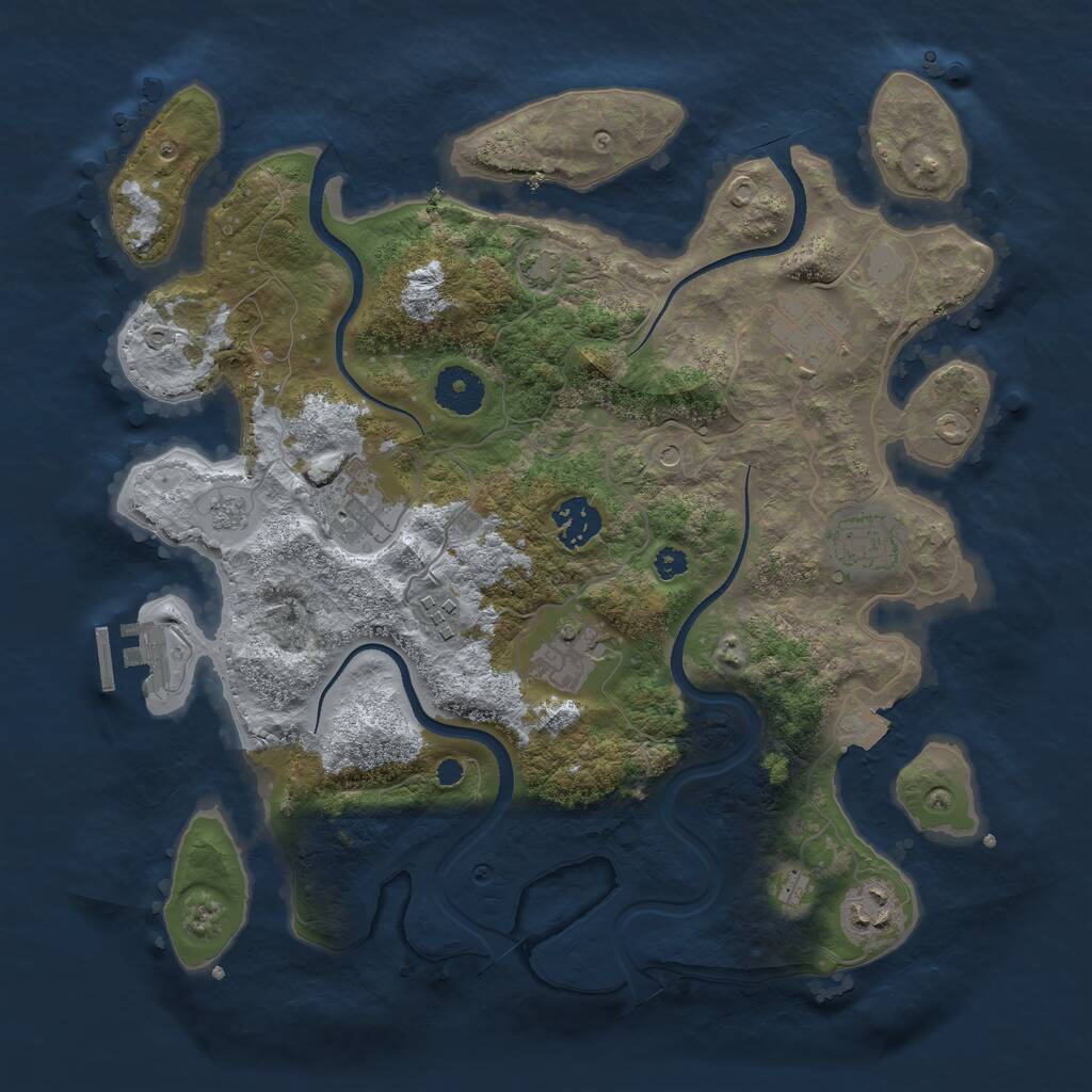 Rust Map: Procedural Map, Size: 3400, Seed: 836, 12 Monuments