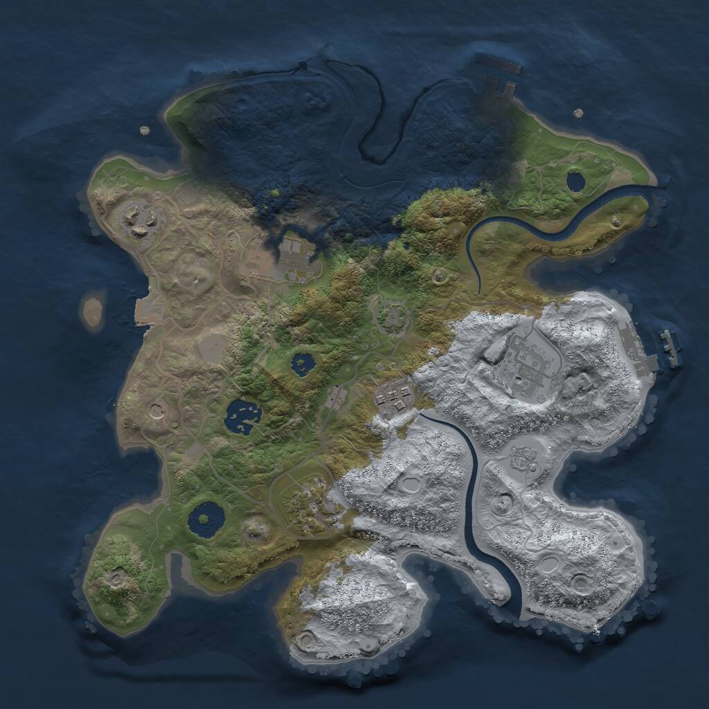 Rust Map: Procedural Map, Size: 3000, Seed: 766343227, 12 Monuments