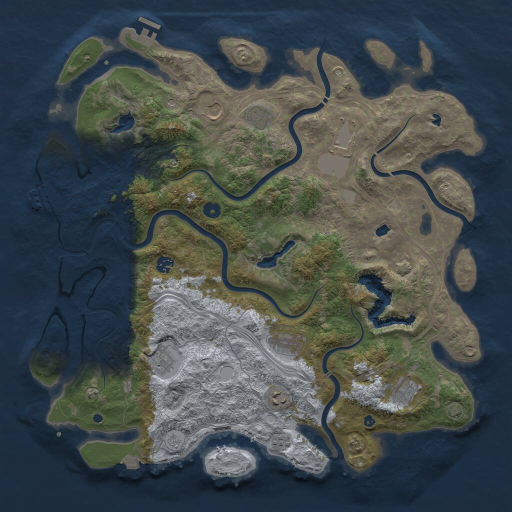 Rust Map: Procedural Map, Size: 4500, Seed: 342342342, 15 Monuments