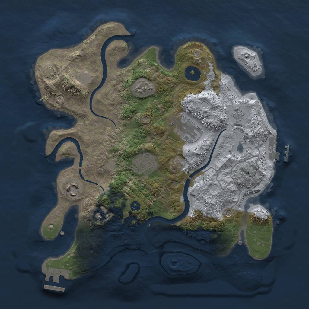 Rust Map: Procedural Map, Size: 3000, Seed: 49536, 10 Monuments