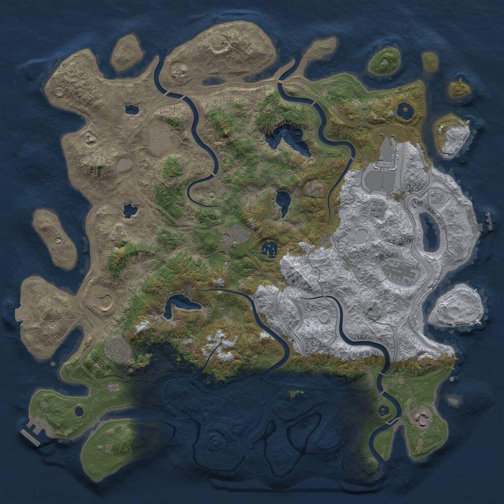 Rust Map: Procedural Map, Size: 4500, Seed: 1280078368, 15 Monuments
