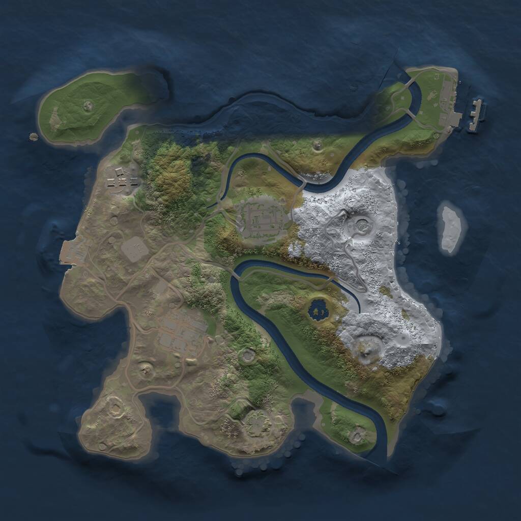 Rust Map: Procedural Map, Size: 2500, Seed: 711431493, 7 Monuments