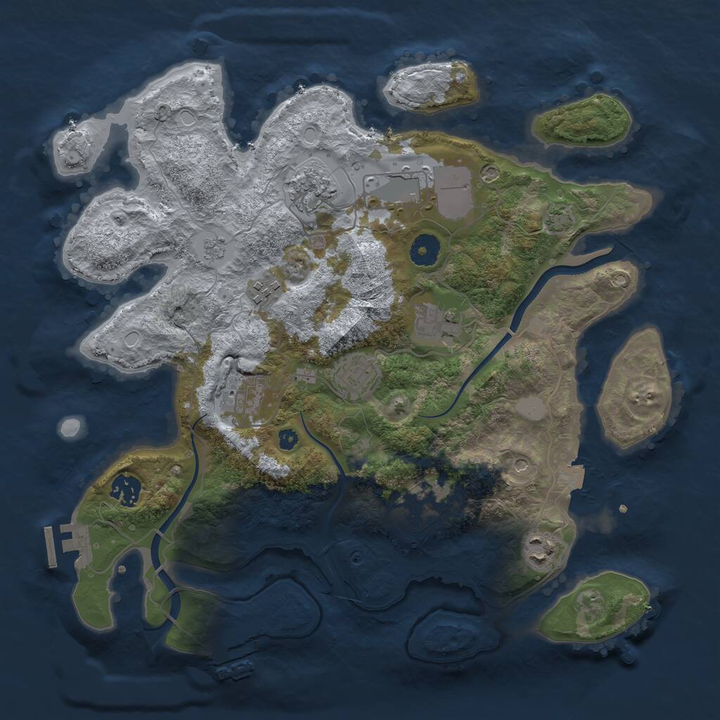 Rust Map: Procedural Map, Size: 3500, Seed: 1008443661, 15 Monuments