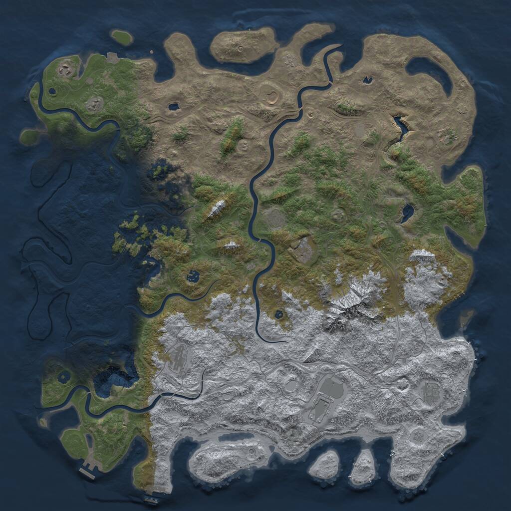 Rust Map: Procedural Map, Size: 6000, Seed: 651351859, 17 Monuments