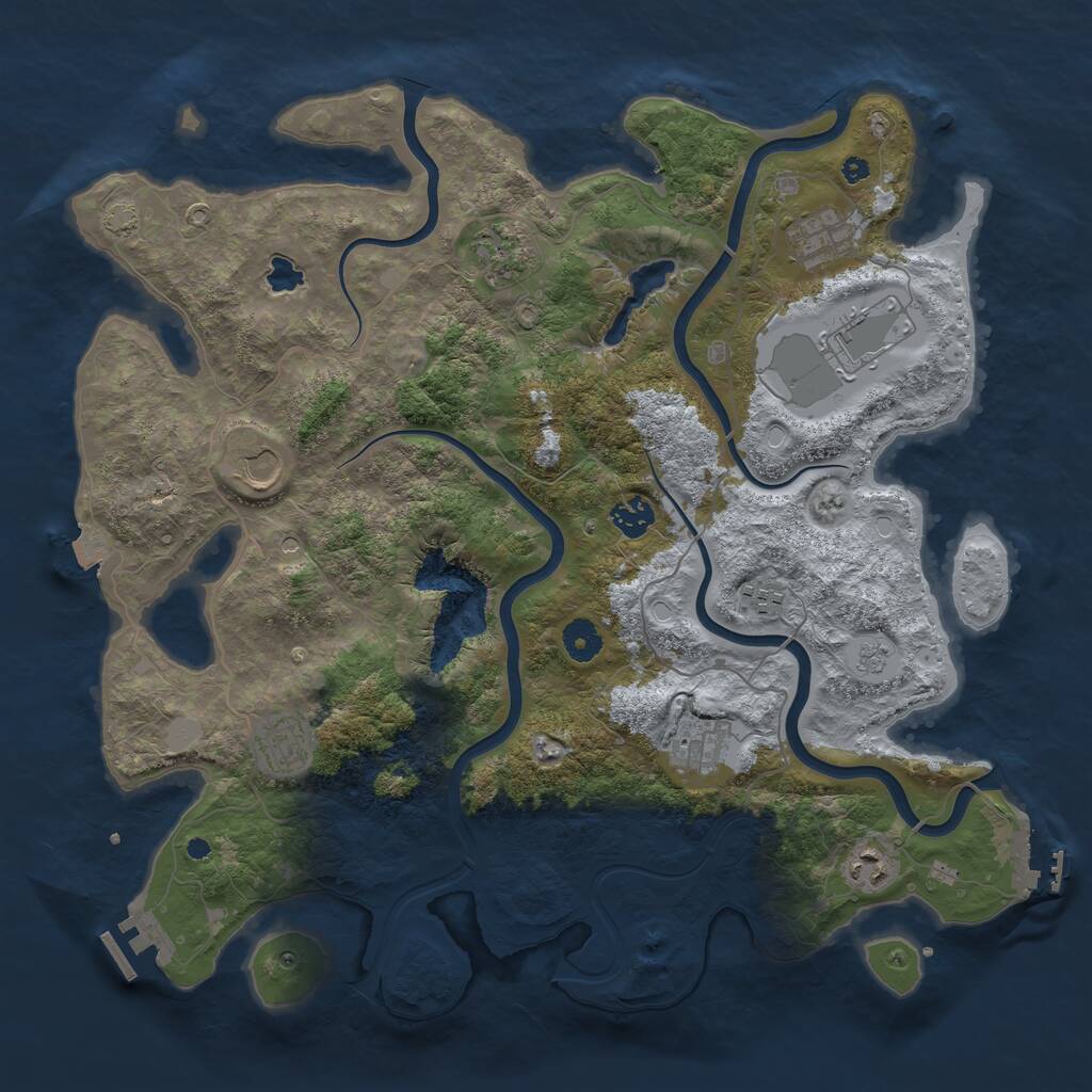 Rust Map: Procedural Map, Size: 4050, Seed: 1889906080, 15 Monuments
