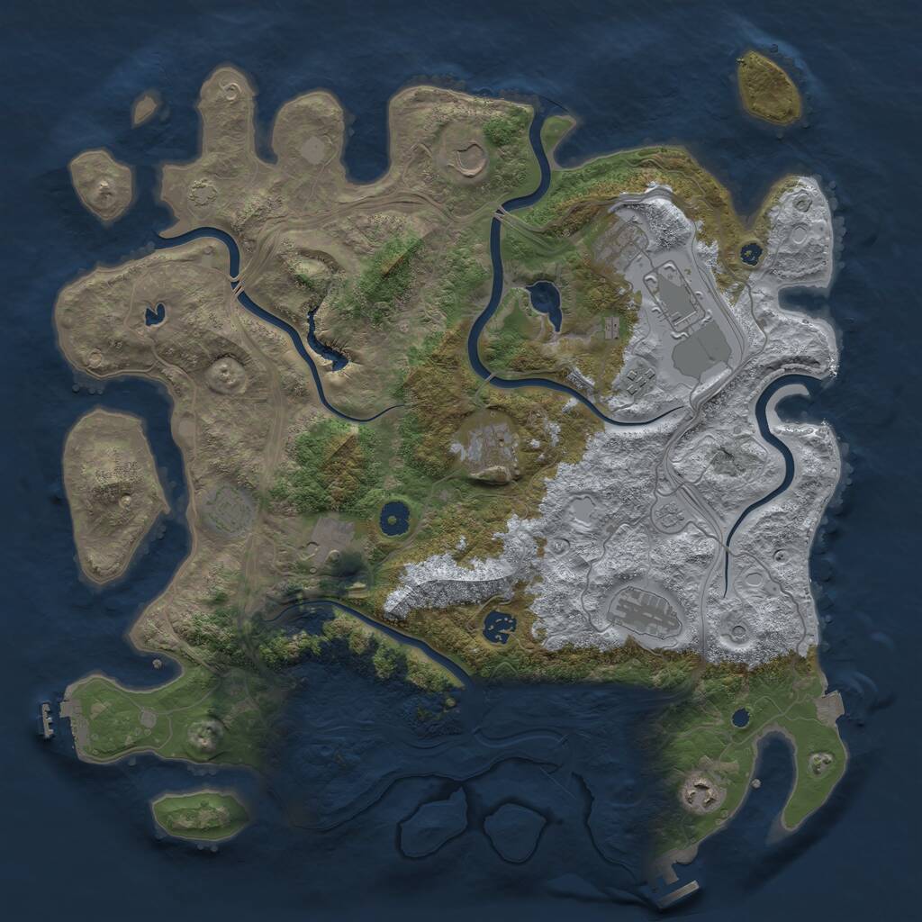 Rust Map: Procedural Map, Size: 4250, Seed: 10619, 16 Monuments