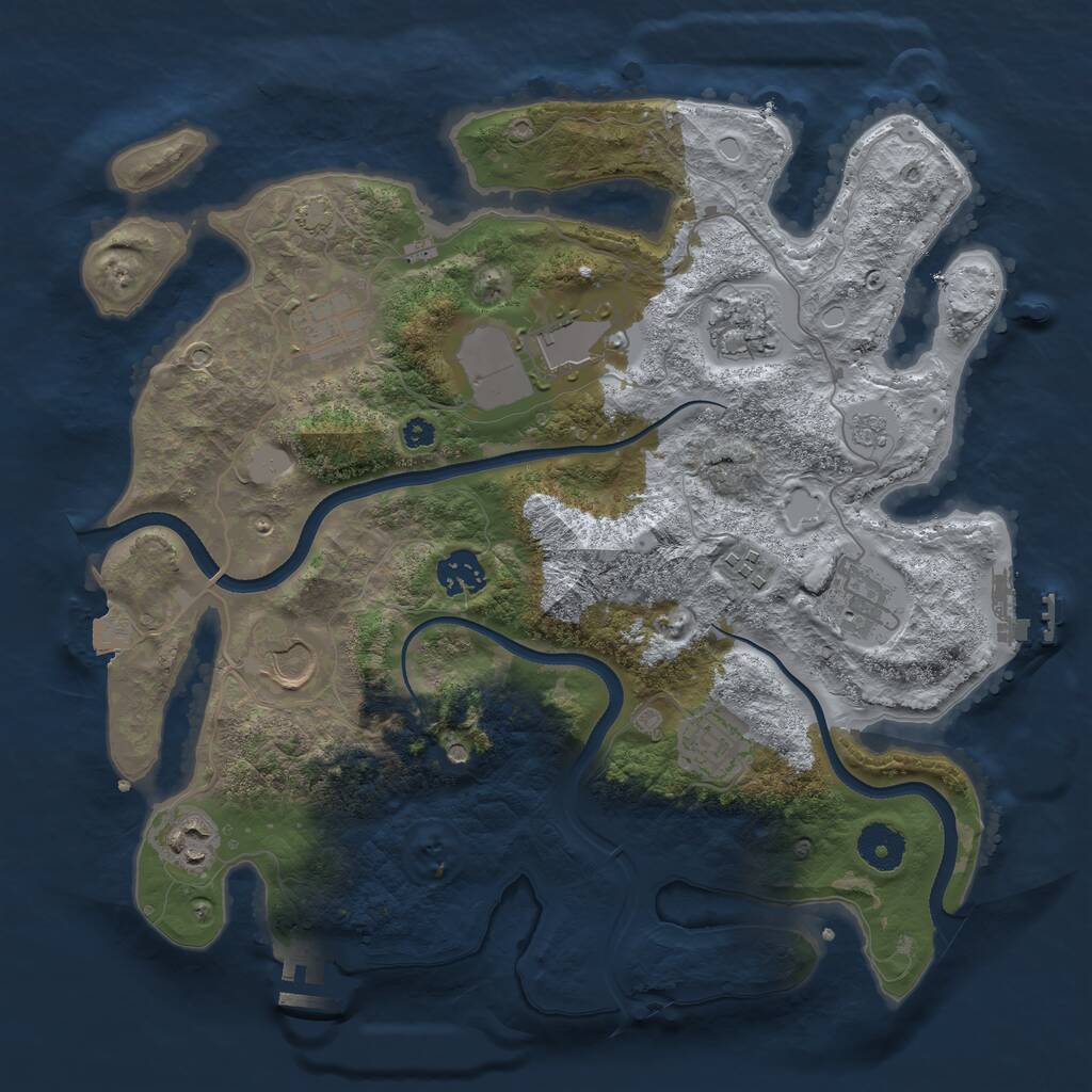 Rust Map: Procedural Map, Size: 3500, Seed: 1580369940, 15 Monuments