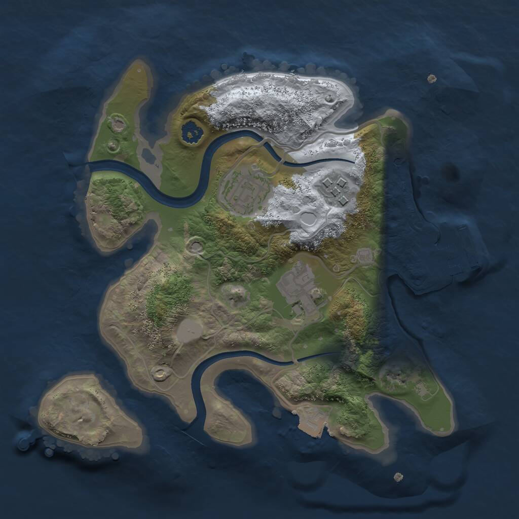 Rust Map: Procedural Map, Size: 2400, Seed: 376, 5 Monuments