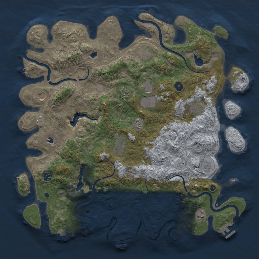 Rust Map: Procedural Map, Size: 4500, Seed: 645480750, 16 Monuments