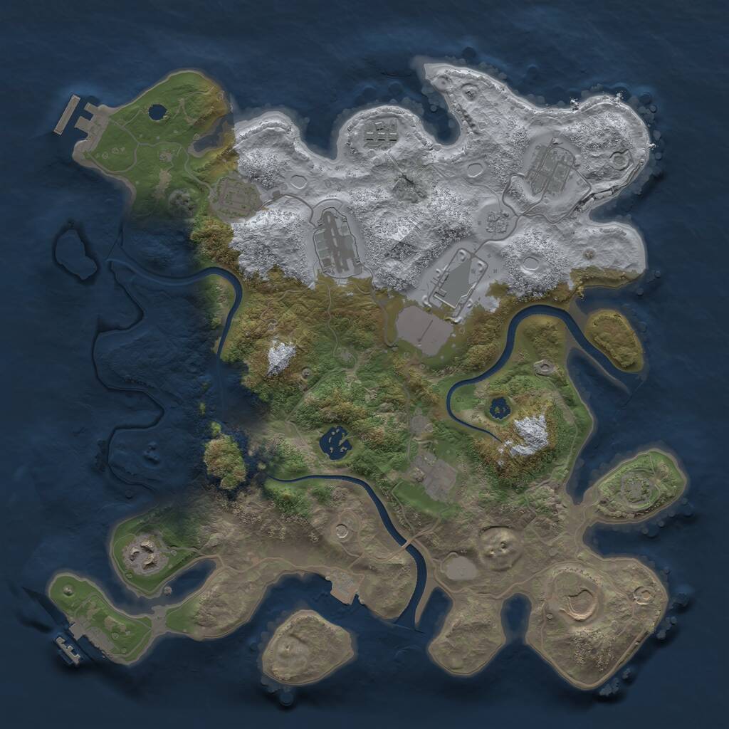 Rust Map: Procedural Map, Size: 3500, Seed: 5185, 15 Monuments