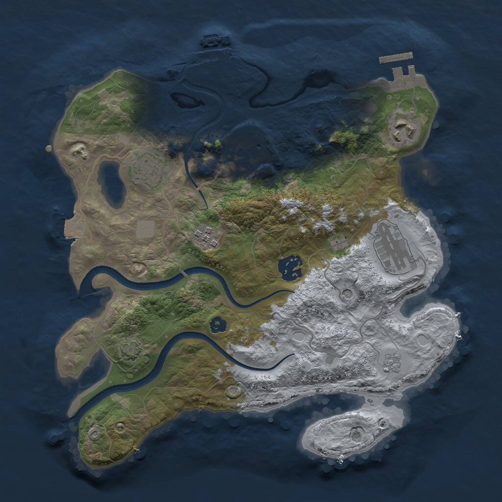Rust Map: Procedural Map, Size: 3000, Seed: 1202511398, 12 Monuments