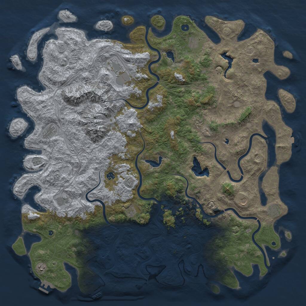 Rust Map: Procedural Map, Size: 6000, Seed: 1852810763, 17 Monuments