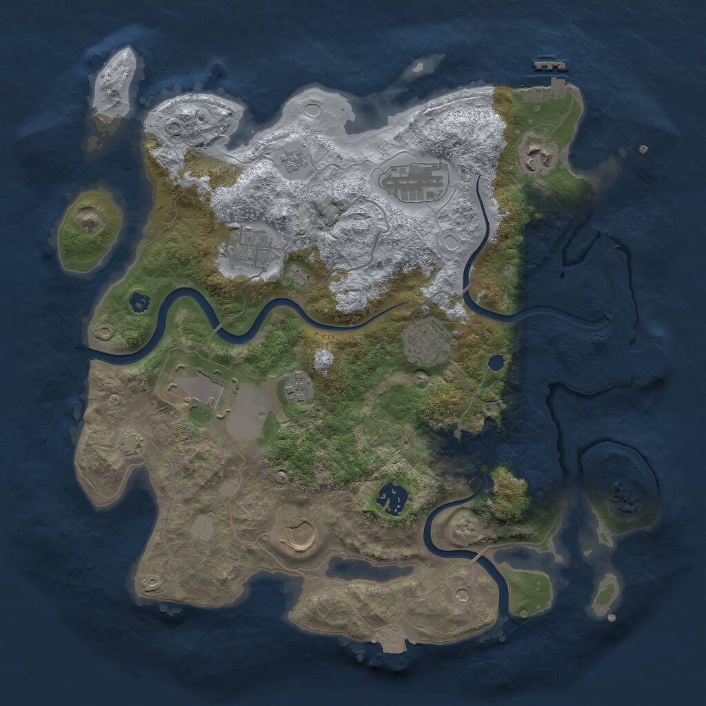Rust Map: Procedural Map, Size: 3500, Seed: 479312489, 14 Monuments
