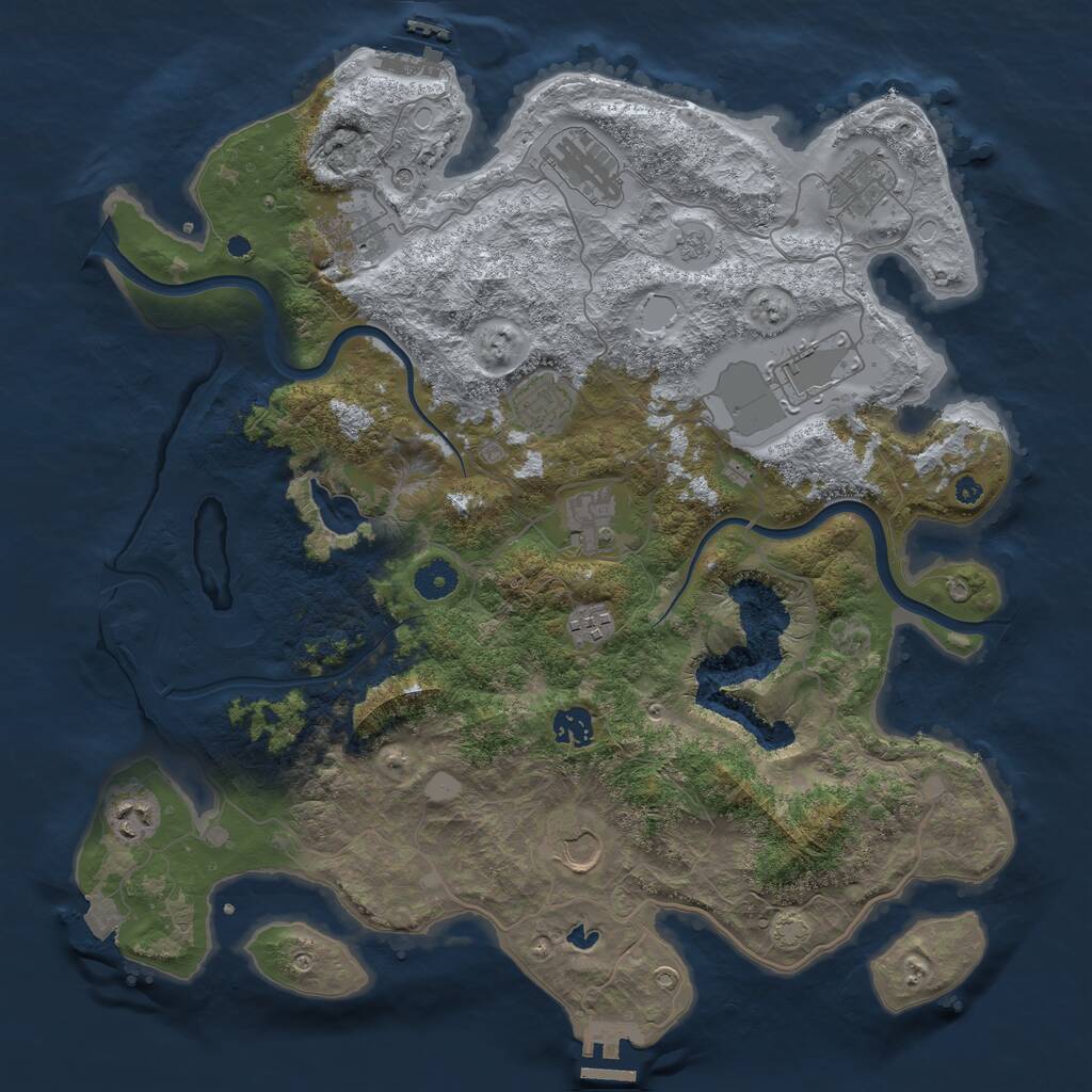 Rust Map: Procedural Map, Size: 4000, Seed: 6767, 16 Monuments