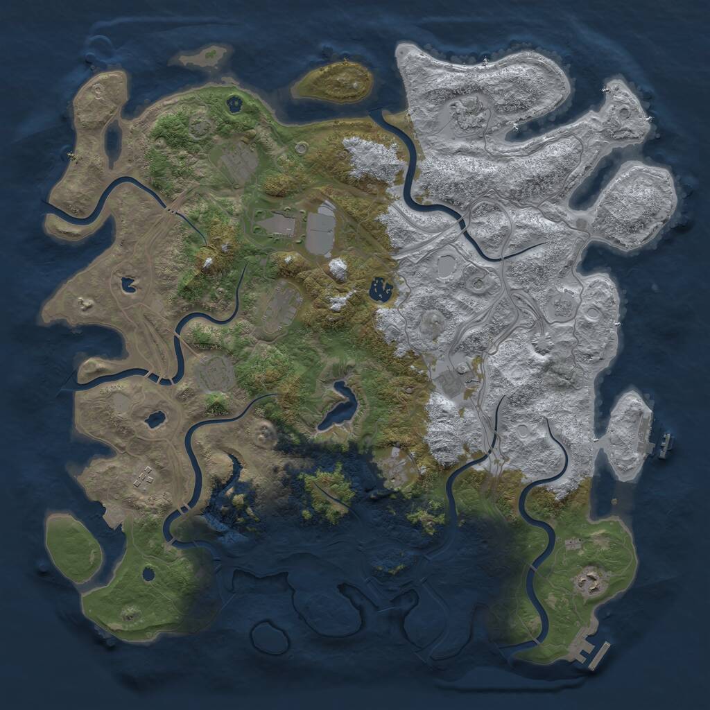 Rust Map: Procedural Map, Size: 4500, Seed: 250000, 16 Monuments