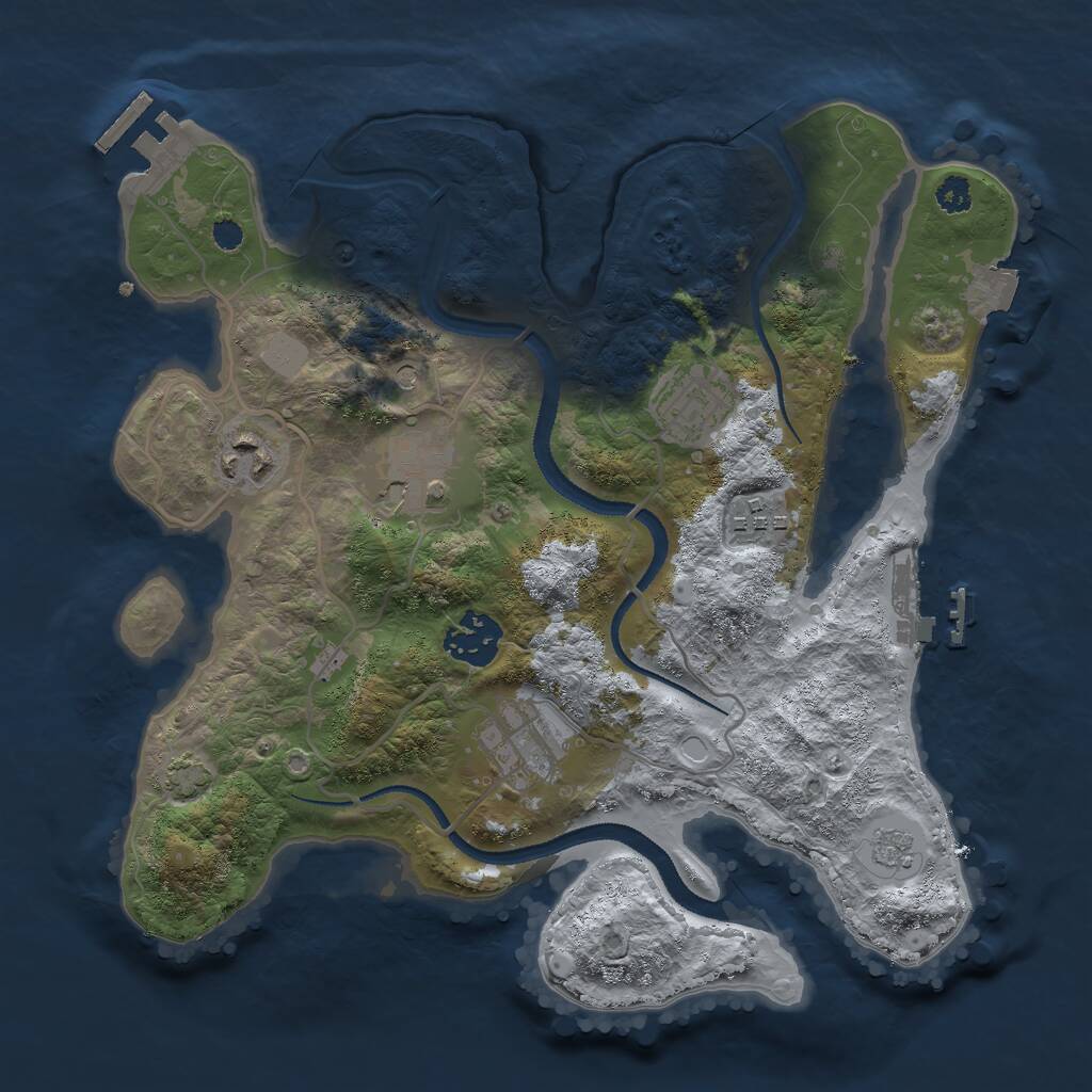 Rust Map: Procedural Map, Size: 3000, Seed: 15421, 12 Monuments