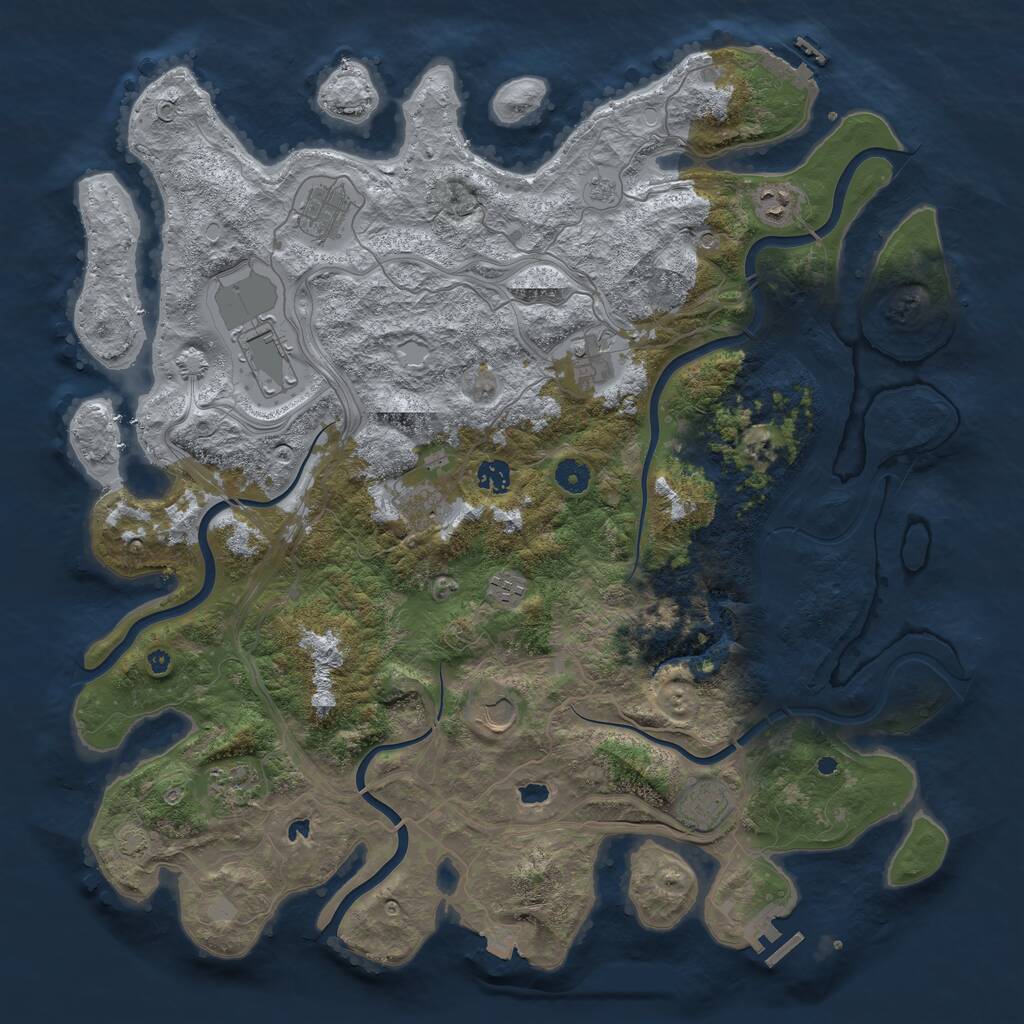 Rust Map: Procedural Map, Size: 4500, Seed: 577394771, 16 Monuments