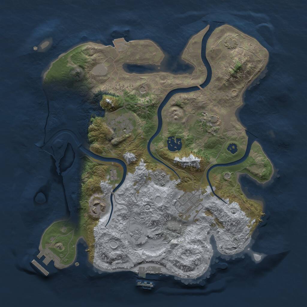 Rust Map: Procedural Map, Size: 3000, Seed: 1641921118, 12 Monuments