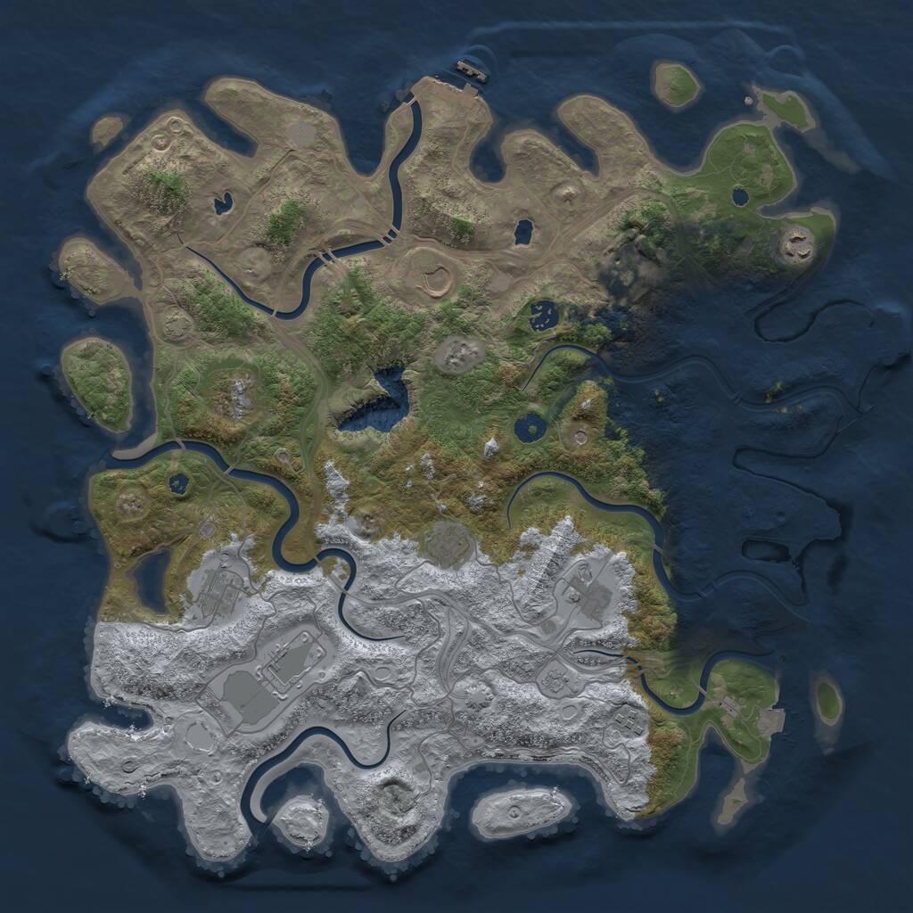 Rust Map: Procedural Map, Size: 4500, Seed: 514041068, 16 Monuments