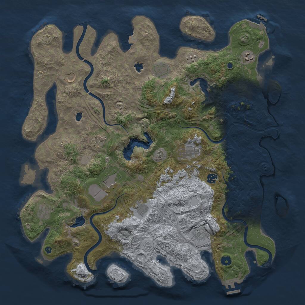 Rust Map: Procedural Map, Size: 4500, Seed: 97508113, 17 Monuments