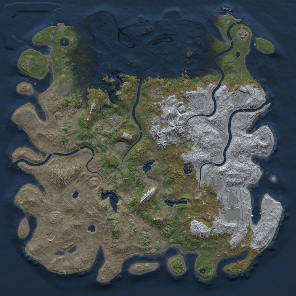 Rust Map: Procedural Map, Size: 5000, Seed: 3573, 17 Monuments
