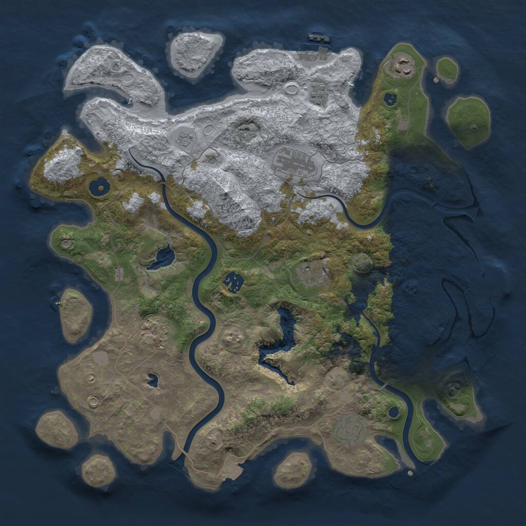 Rust Map: Procedural Map, Size: 4000, Seed: 1278322966, 13 Monuments