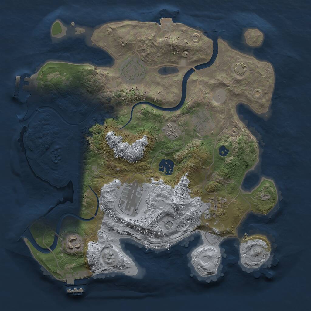 Rust Map: Procedural Map, Size: 3000, Seed: 12421451, 12 Monuments