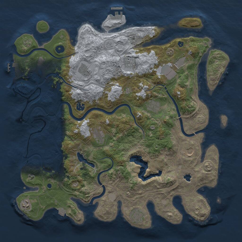 Rust Map: Procedural Map, Size: 4250, Seed: 2126031380, 16 Monuments