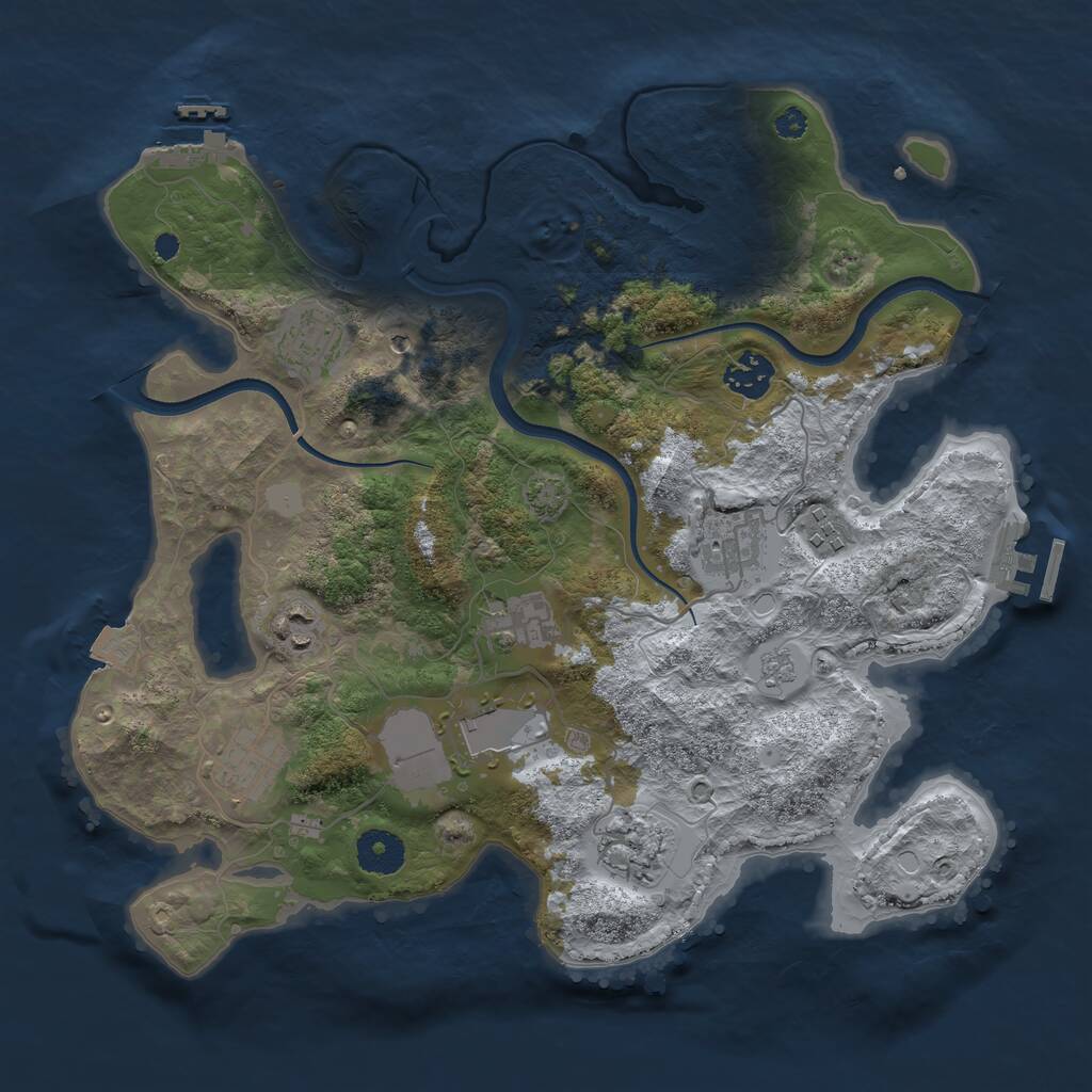 Rust Map: Procedural Map, Size: 3500, Seed: 1145141919, 15 Monuments