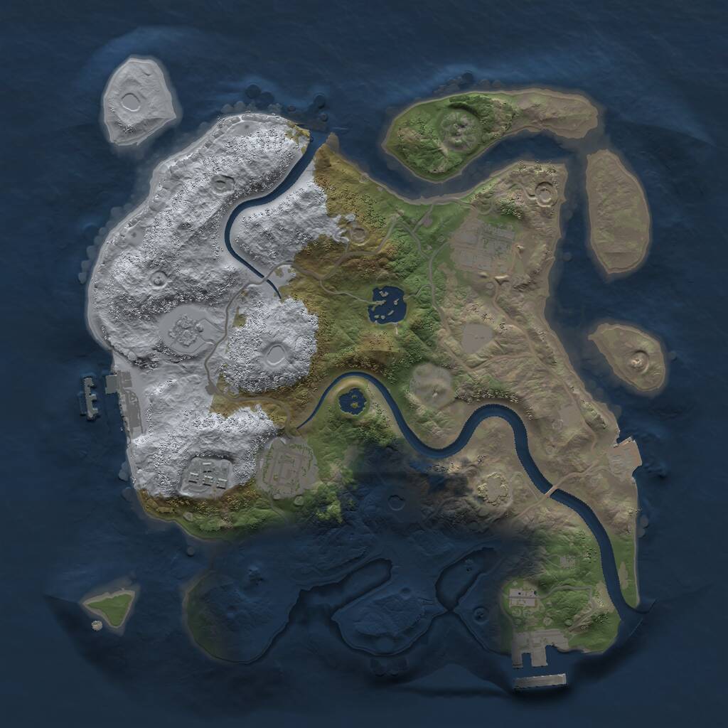 Rust Map: Procedural Map, Size: 2800, Seed: 909122, 10 Monuments