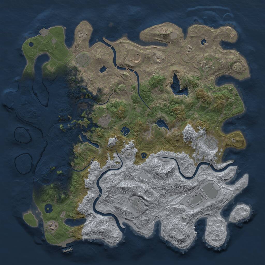 Rust Map: Procedural Map, Size: 4500, Seed: 533802128, 16 Monuments