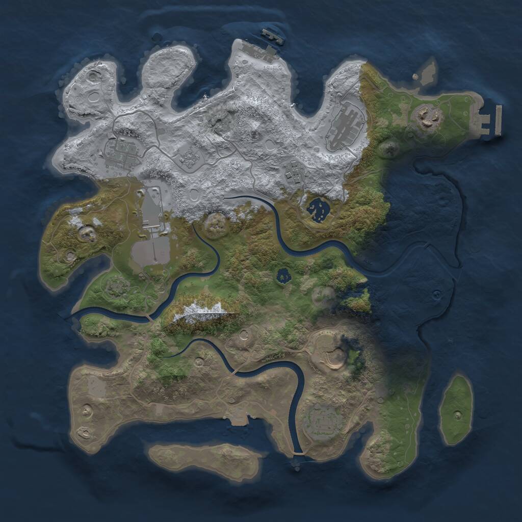 Rust Map: Procedural Map, Size: 3500, Seed: 45679823, 14 Monuments